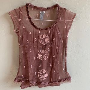 Odille brand (Anthropologie) 2 piece top.  Tank and sheer top over tank.